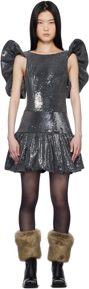 Paula Canovas Del Vas SSENSE Exclusive Black Puff Minidress