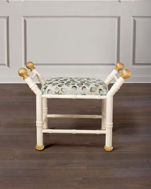 Boca Celadon Ocelot-Print Bench, White