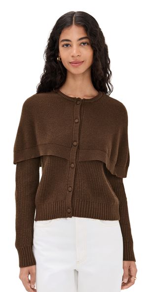WAYF Capelet Cardigan Chocolate M