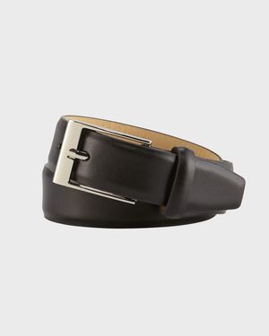 Boys' Faux-Leather Dress Belt, Black, S-L
