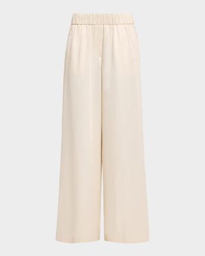 Viscose Twill Wide-Leg Trousers