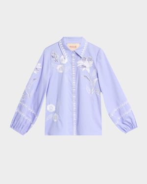 Elaine Embroidered Button-Down Top