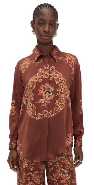 ALÉMAIS Seraphina Silk Shirt Burgundy 14
