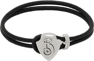 Burberry Black Leather B Shield Bracelet