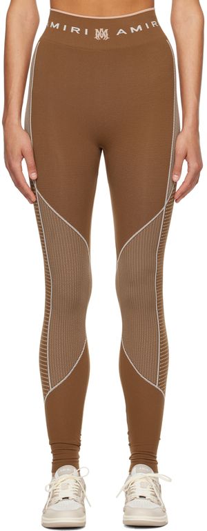AMIRI Legging brun à assemblage sans coutures et à logo MA
