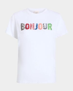 Crewneck Sequined Bonjour Tee