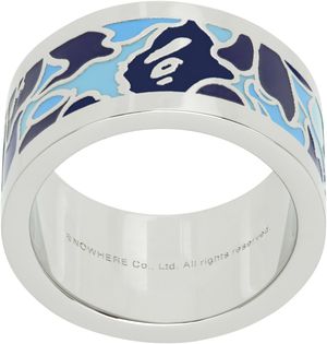 BAPE Silver & Blue ABC Camo Ring