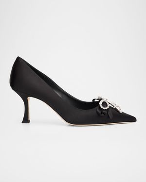 Auria 70 Satin Embellished Bow Pumps