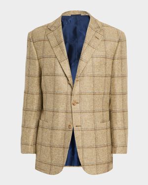 Men's Checked Cashmere Single-Breasted Jacket