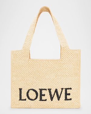 x Paula's Ibiza Font Medium Tote Bag in Raffia