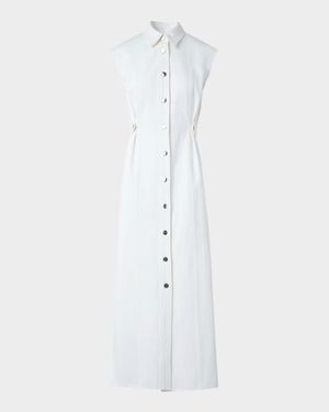 Sleeveless Cotton-Stretch Denim Midi Shirtdress