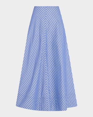 Knox Striped Low Slung Midi Circle Skirt