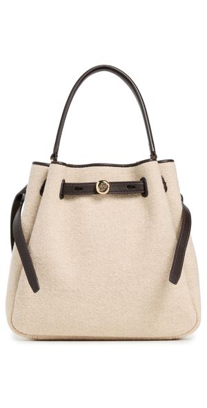 Tory Burch Romy Canvas Bucket Bag Cafe Latte One Size