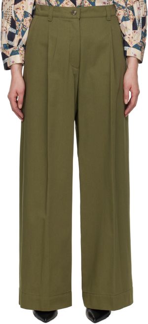 Weekend Max Mara Khaki Nebbie Trousers