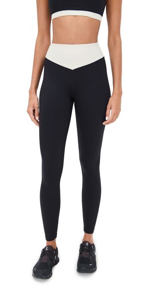 Year of Ours Ribbed Dip Leggings Black/Cream XL