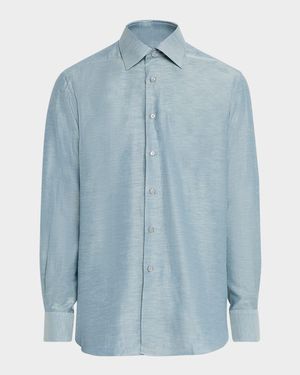 Men's Heathered Cotton and Linen Sport Shirt
