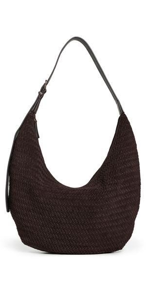 Madewell The Essential Curve Shoulder Bag in Handwoven Suede Dark Carob One Size