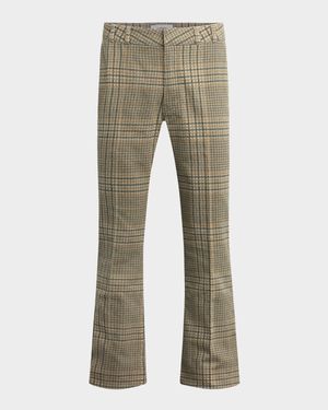 Men's Walker Cotton Check Flare-Leg Trousers