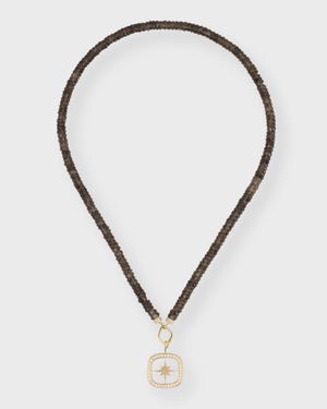 14K Yellow Gold XL Starburst Combo Beaded Pendant Necklace