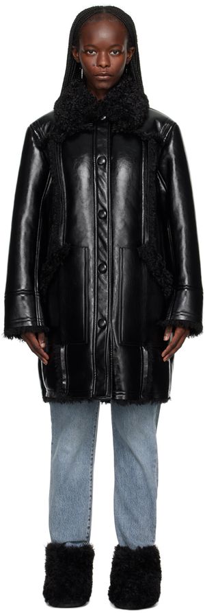 Stand Studio Manteau Ramona noir en cuir synthétique