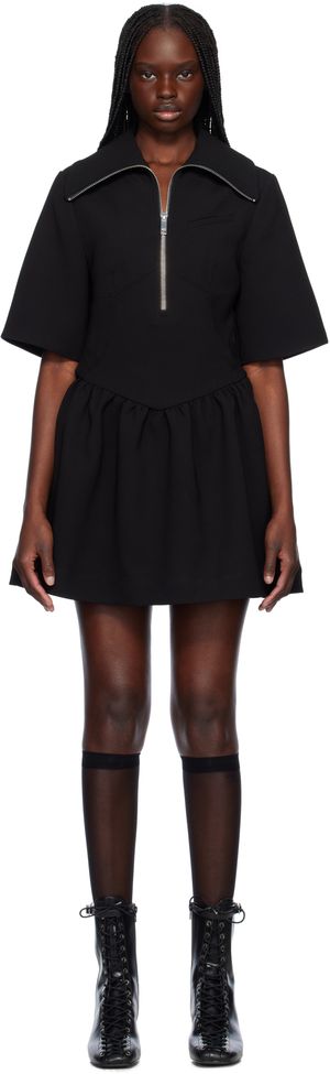 GANNI Black Bonded Crepe Minidress
