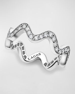 Caviar Spark Diamond Wave 6mm Eternity Band Ring, Size 7