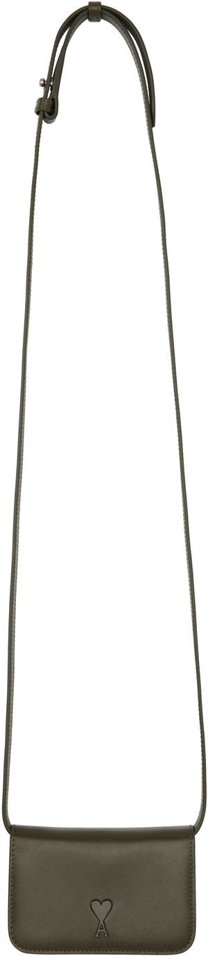 AMI Paris Khaki Ami de Coeur Strap Card Holder