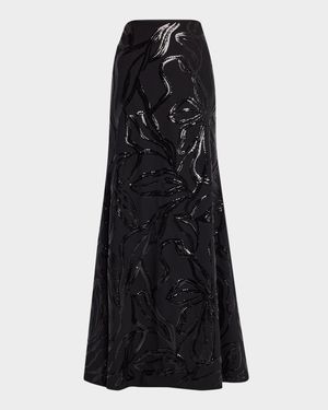 Sequined Fluid Maxi Skirt