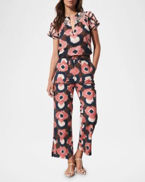 Rosie Printed Short-Sleeve Cotton Top