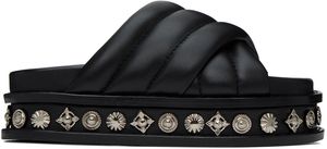 Toga Pulla Black Embellished Leather Sandals