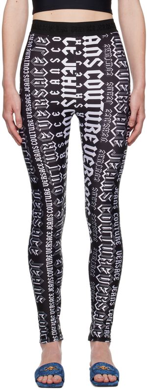 Versace Jeans Couture Legging noir et blanc à logos imprimés