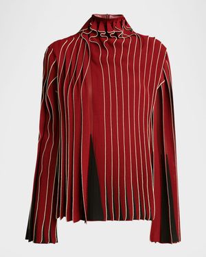 Dimensional Mock-Neck Blouse