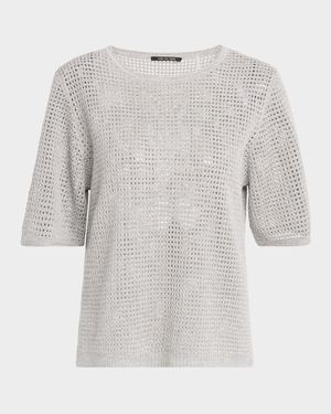 Crewneck Mesh-Knit Sweater