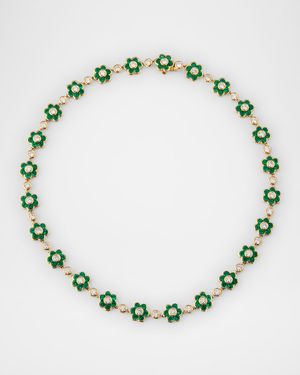 18K Yellow Gold Colombian Emerald and Diamond Flora Choker