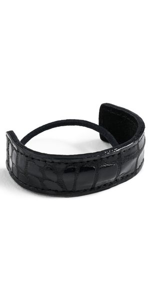 Jennifer Behr Mini Leather Pony Wrap Black Croc One Size