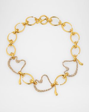 Wire O and Pave Heart Necklace