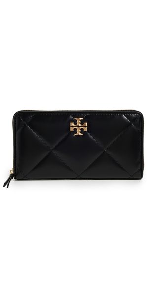 Tory Burch Kira Diamond Quilt Zip Continental Wallet Black One Size