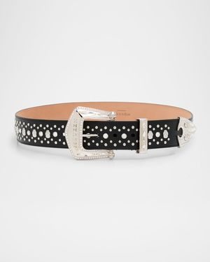 Jewelled Arrow Skull Leather Belt