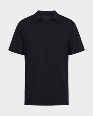 Men's Textured Johnny Collar Polo Shirt