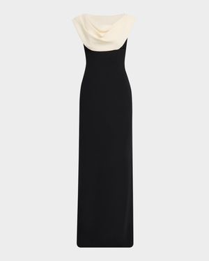 Cowl-Neck Sleeveless Column Gown