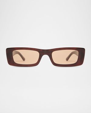 Flynn Glossy Acetate Rectangle Sunglasses