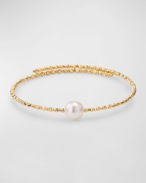 18K Yellow Gold Akoya Pearl Bangle Bracelet