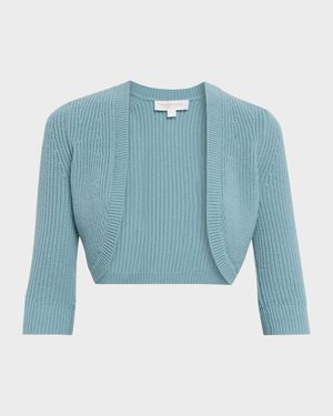Cropped Shaker Knit Cashmere Cardigan