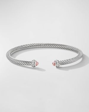 Cable Classics Bracelet with Morganite and Diamonds in Silver, 4mm