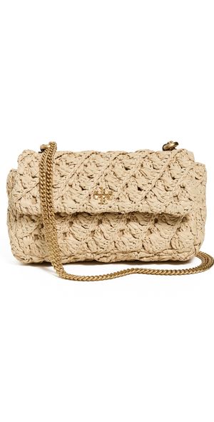 Tory Burch Kira Crochet Mini Flap Bag Natural One Size