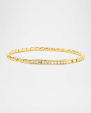 18K Yellow Gold Diamond Bar Stretch Bracelet, 7"L