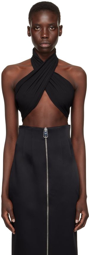 AMI Paris Black Draped Tank Top