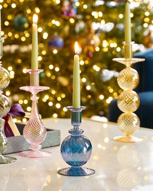 6.8" Blue Candle Holder