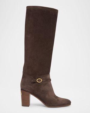 Pattie Suede Buckle Knee Boots