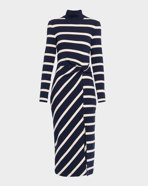Brindy Stripe Turtleneck Midi Dress
